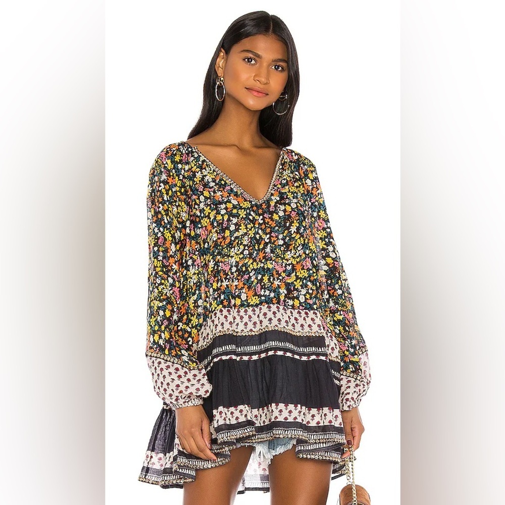 Free People Multicolor Floral Blouse Tunic